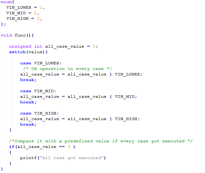 Optimized way to check every case got executed in C – Ziaur